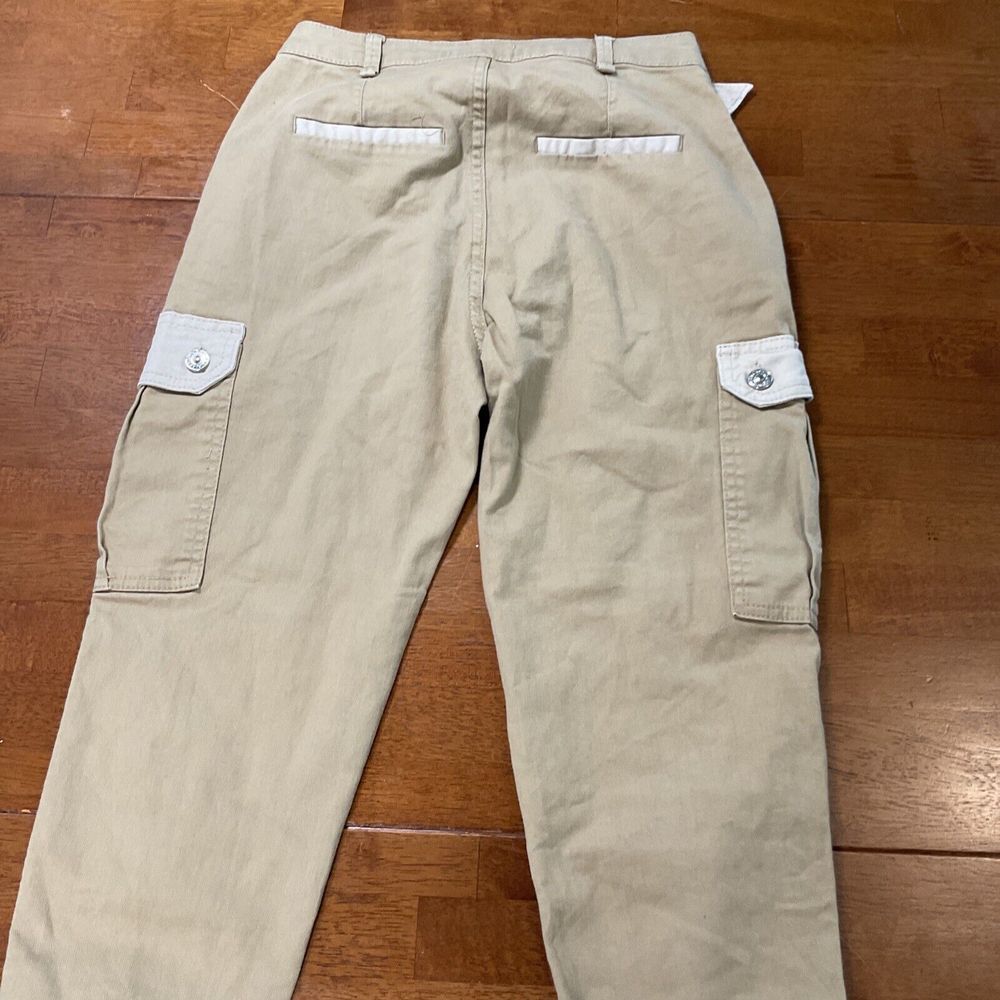 Bershka Women's Cargo Pants Size 4 Tan/Khaki 100% Cotton Cinched - Picture 9 of 9